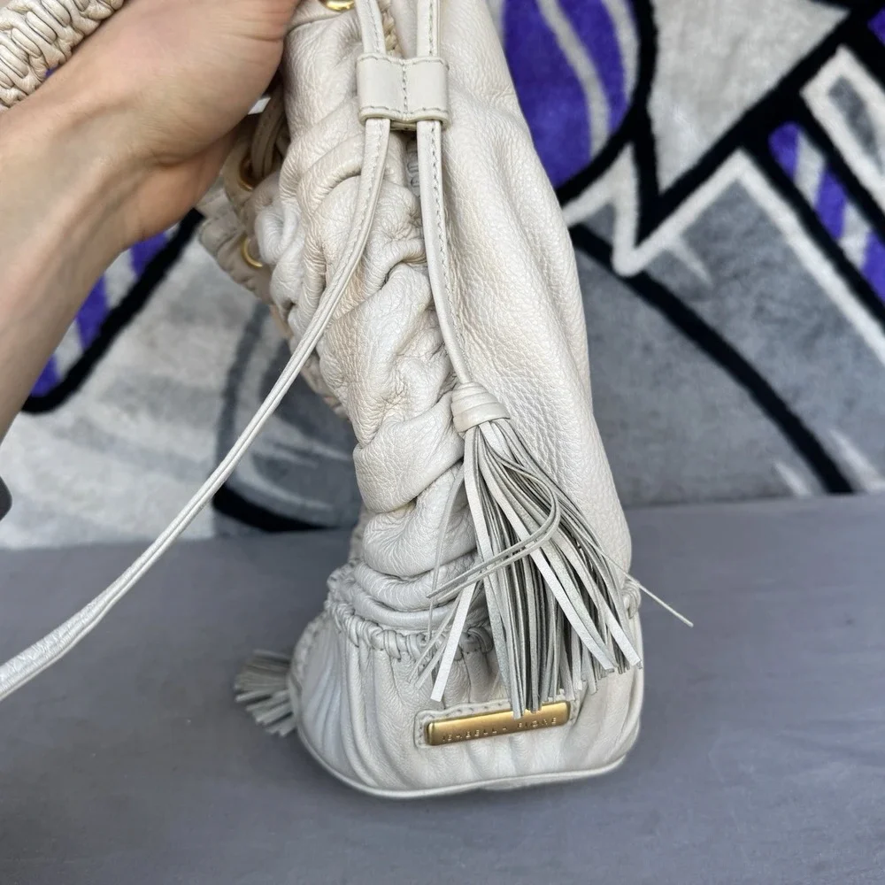 Isabella Fiore LEATHER BUCKET HOBO SHOULDER BAG DRAWSTRING